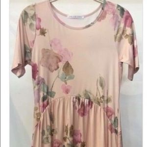 Blush floral midi dress